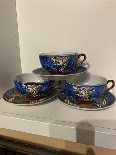 Blue dragonware moriage - blue,