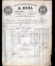 PARIS (XI°) USINE de CLAIRVAUX Aube / LITS & MEUBLES en Fer "A. BERL" en 1881