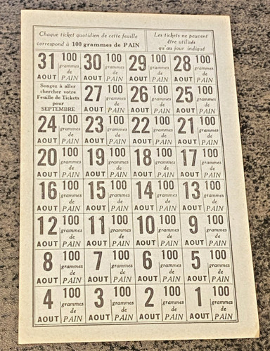 Ticket rationnement seconde - ticket, de