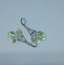 boucles d'oreille chandelier en strass et verre de Bohème vert uniques