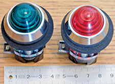 vintage 2 VOYANT lampe LUMINEUX ancien tableau électrique VERT ROUGE loft USINE