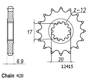 Pignon hrd 428 13 dents - pignon,