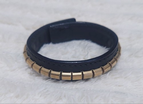 Bracelet clous cuir - , noir