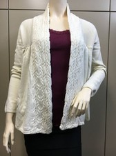 $$$ BCBG CREAM "SEE4B622" CABLE OPEN CLOSURE LONG SLEEVE CARDIGAN TOP NWT XS