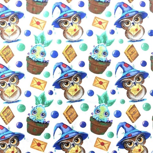 Tissu chouette savante - chouette,