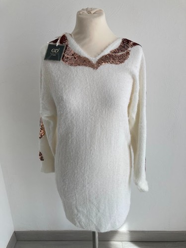 Robe pull blanche duveteux - , et