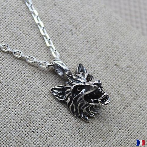 Pendentif loup argent - 925, –