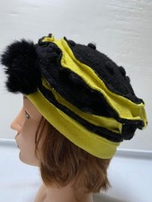 NEUF Calot S/M laine feutre noir/polaire anis CHAP'LINE fabrication artisanale