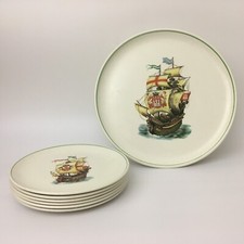 6 assiettes à dessert et le Plat Vintage / Gien / Modèle Armada