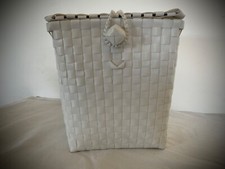 Boîte  panier blanc plastique imitation osier 