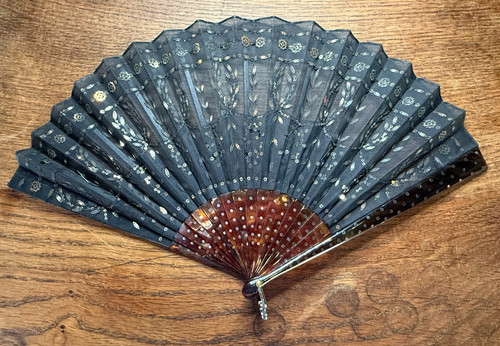Eventail ancien paillettes - -,