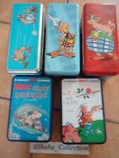 LOT 5 BOITES SUCRE Gateaux ASTERIX OBELIX BD en Fer Métal boite