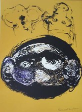 Bernard DUFOUR : Homme pensant à son couple, Lithographie originale signée