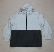 Coupe Vent 1/2 Zip Capuche Reebok Les Mills Homme XL Gris Colorblock Manches Lon