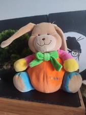 Doudou lapin vert orange bleu