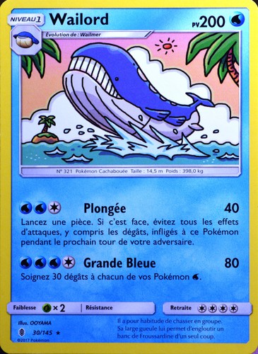 Carte pokémon 145 wailord - carte,