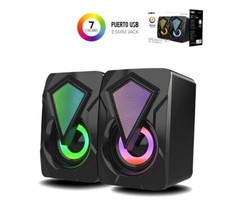 Enceintes Couleurs pour PC Avec Câble USB + Jack 2.0 Bon Son Haute Qualité
