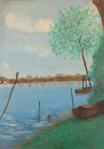 Paysage lacustre vieux tableau - lacustre,