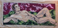 Vintage Margot de Paris Completed Needlepoint Canvas Nude Man ~ Lui ~ Large