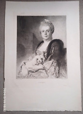 gravure eau-forte de Drouais par Flameng  portrait  l'Art 1879 femme avec chien