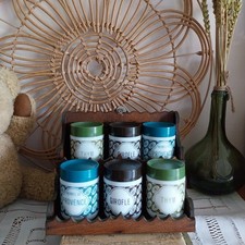 Pots À Épices Vintage Avec Étagère