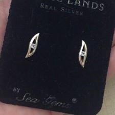 CELTIC LANDS Real Sterling Silver .925 "Sea Gems" Earrings on Original Card