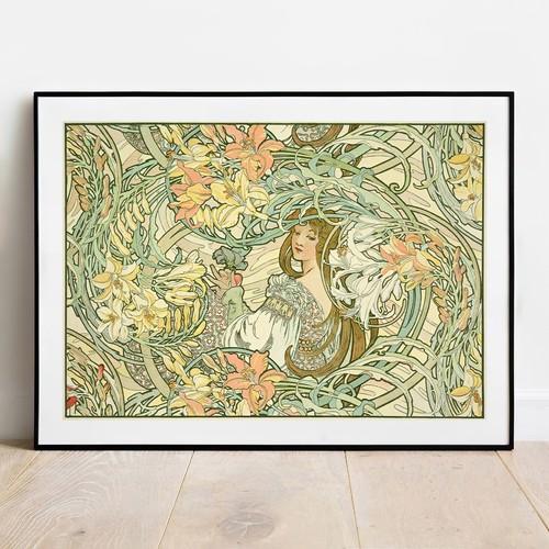 Art imprimé mucha - lys, vintage