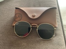 RAY-BAN: LUNETTES DE SOLEIL ROUND METAL VERRES VERT MONTURE DORÉE, AVEC ÉTUI