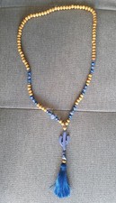 Grand Collier Chapelet Mala Tibétain Pierre Lapis-lazuli Cactus Bois D'olivier