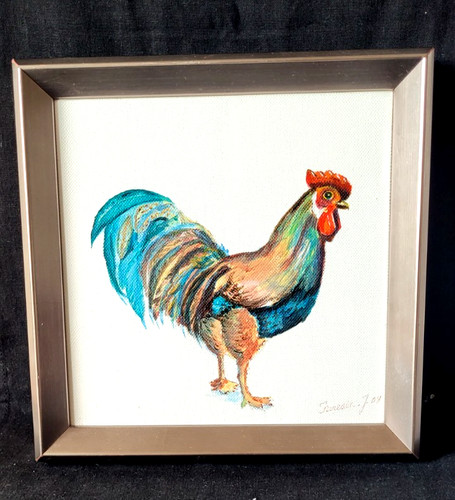 Peinture huile coq - huile, original