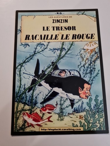 Tintin carte postale humour - tintin,