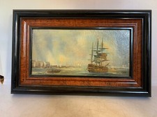 ANCIENNE PEINTURE MARINE SIGNE COX AVEC CADRE