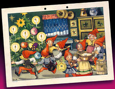 Beau Ancien Calendrier De L'Avent Lutin Fête De Noël Dans Le Salon Années 1940