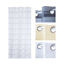 Rideau Oeillets 140x245 CM Moitié Transparent Rideau Voile avec Rayures Élégant