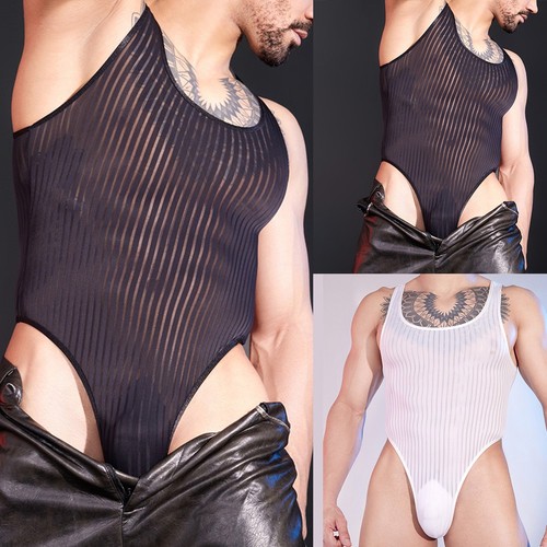 Body homme manches - rayé, voir