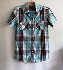 Chemisette bleue carreaux coton fitted T40 AT Company (4507051)