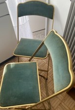 Lot de 4 Chaises Pliantes CHAISOR  Vintage 70  Métal Doré recouvert Velours