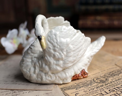 Antique french majolica swan - antique,