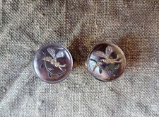 2 Anciens boutons Nacre gravée - Bouton de manchette , de col -  Libellule