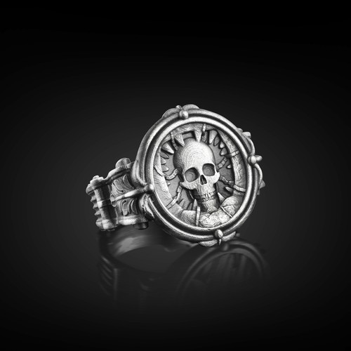 Bague chevalière homme - , skull