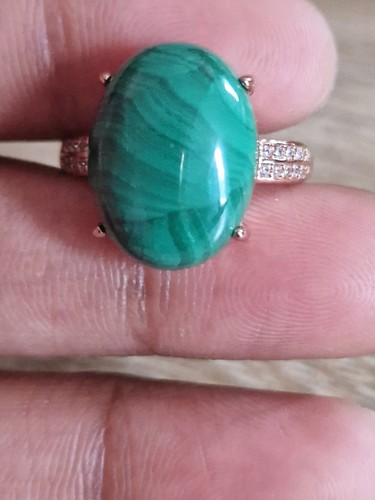 Bague malachite plaqué 18k - malachite,