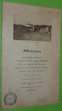 MENU 1900-1910 RESTAURANT COURDIOUX SAINT-ETIENNE AVIATION VEDRINES MONOPLAN