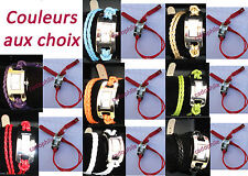 MONTRE QUARTZ ADULTE FEMME FANTAISIE BRACELET LACET CUIR CORDE WATCH AU CHOIX