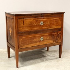 Commode d'époque Louis XVI - en noyer et marqueterie - Italie 18ème siècle
