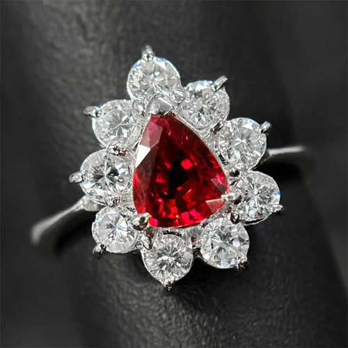 Bague rubis 01ct halo - rubis, 1.01ct