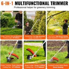 Taille-haie Multifonction 6-en-1 Essence 52cc Désherbeur Intégré Outil de Coupe