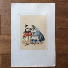 Gravure Ancienne Colorée Le