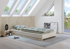 Lit surbaissé sans métal 90x200 Futon sommier à lattes sans métal, épicéa