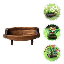  Petit seau en bois demi-tonneau jardinières Pots de plantes Vintage 11.7x6.2