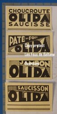 OLIDA CHOUCROUTE PATE SAUCISSE JAMBON lot publicité 1936 advert